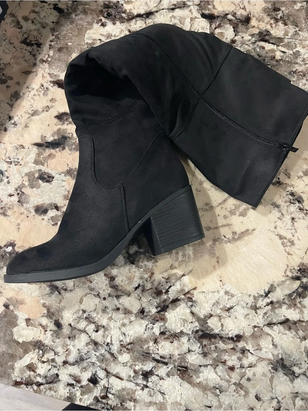 Fashion Nova Women's Black Over-the-Knee Block Heel Boots